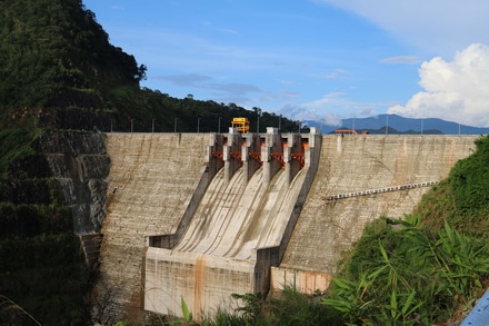 Damsite of Xekaman 1 HPP from downstream view